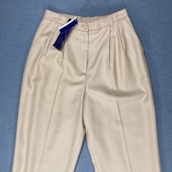 Charter Club 100% Wool Pants Sz 10 Tan Pleated High Waisted Dressy Trousers NEW - Picture 3 of 15